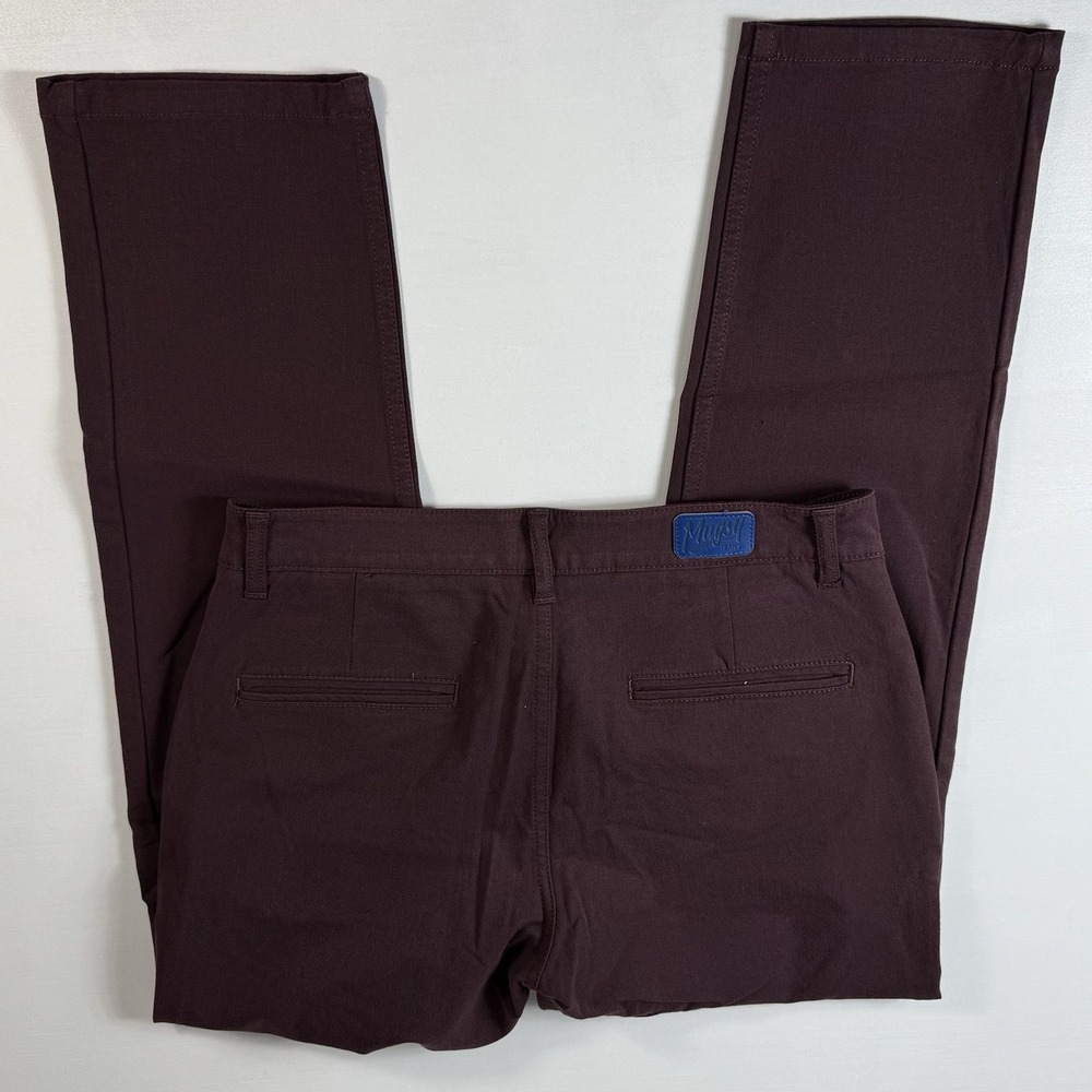 Mugsy Ports Chino Pants Mens 31x30 Maroon Stretch Burgundy Casual Workwear - Picture 3 of 7